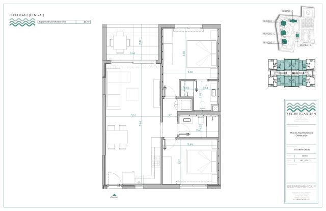 2 bedroom floor plan — Secret Garden Condos — Los Corales, Bávaro, Punta Cana