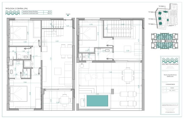 2 bedroom floor plan — Secret Garden Condos — Los Corales, Bávaro, Punta Cana