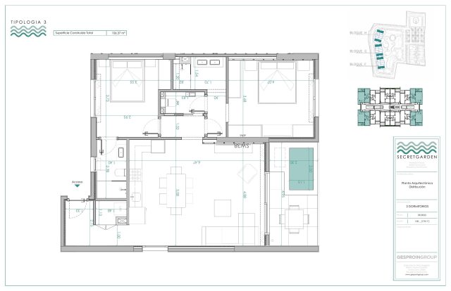 3 bedroom floor plan — Secret Garden Condos — Los Corales, Bávaro, Punta Cana