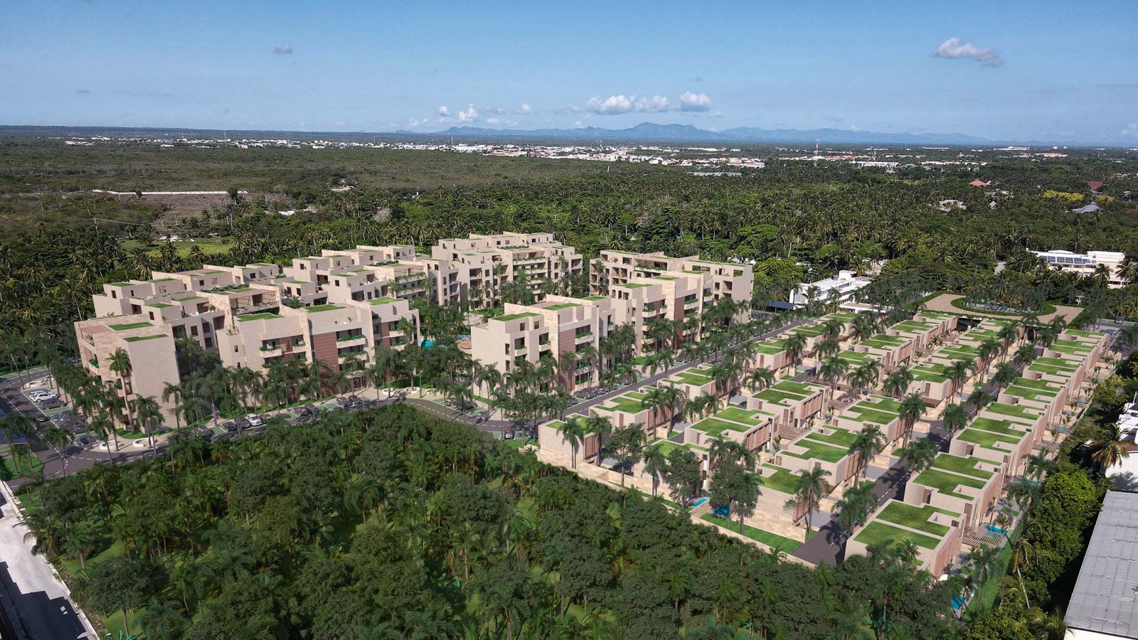 Aerial view of the development